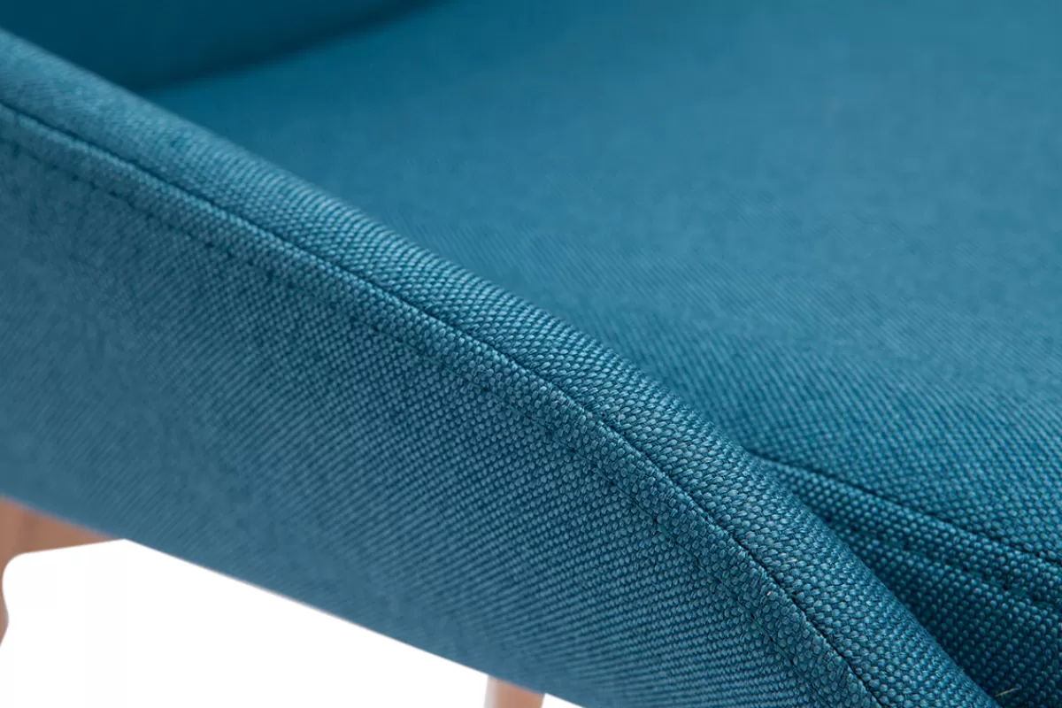 Miliboo Sillas Modernas-Set de 2 sillas nórdicas de tela azul petróleo y madera clara maciza HOLO