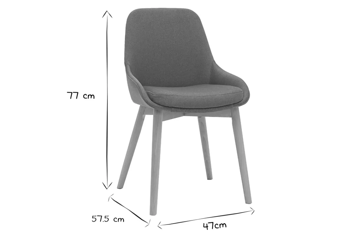 Miliboo Sillas Modernas-Set de 2 sillas nórdicas de tela azul petróleo y madera clara maciza HOLO