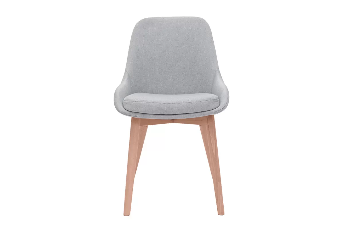 Miliboo Sillas Modernas-Set de 2 sillas nórdicas de tela gris clara y madera clara maciza HOLO