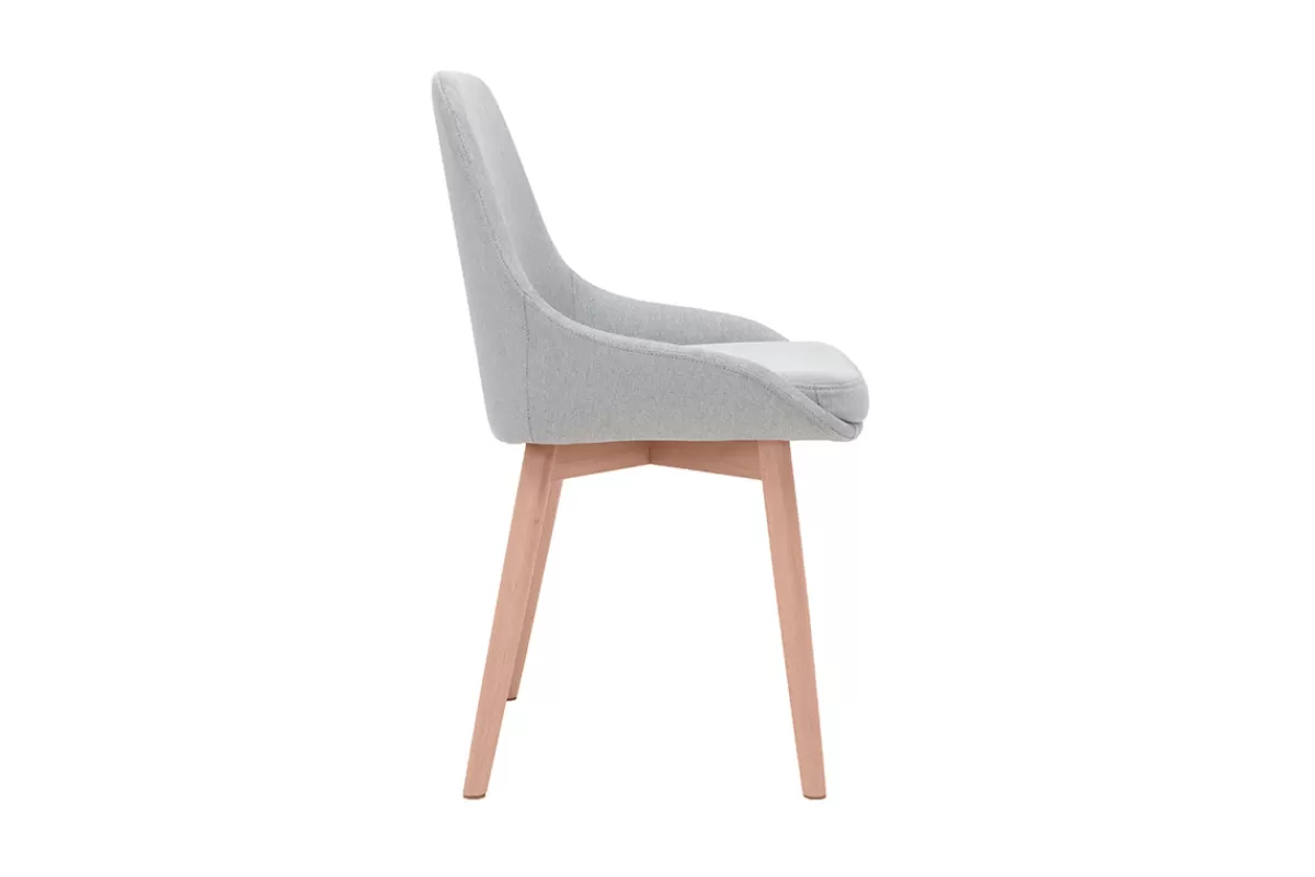 Miliboo Sillas Modernas-Set de 2 sillas nórdicas de tela gris clara y madera clara maciza HOLO