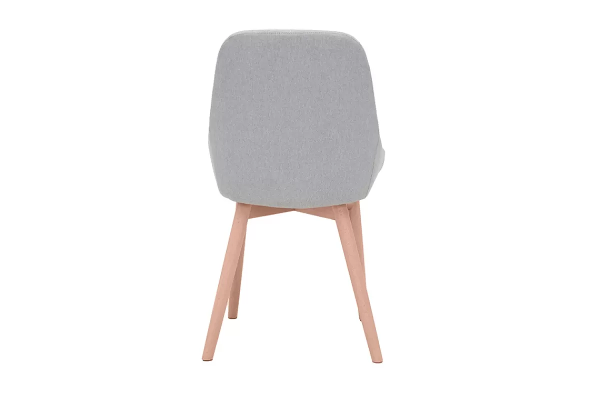 Miliboo Sillas Modernas-Set de 2 sillas nórdicas de tela gris clara y madera clara maciza HOLO