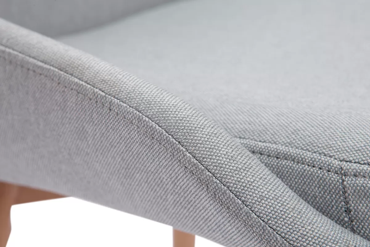 Miliboo Sillas Modernas-Set de 2 sillas nórdicas de tela gris clara y madera clara maciza HOLO