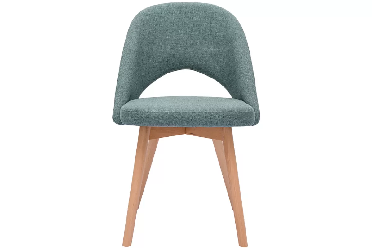Miliboo Sillas Modernas-Set de 2 sillas nórdicas de tela verde grisáceo y madera clara COSETTE