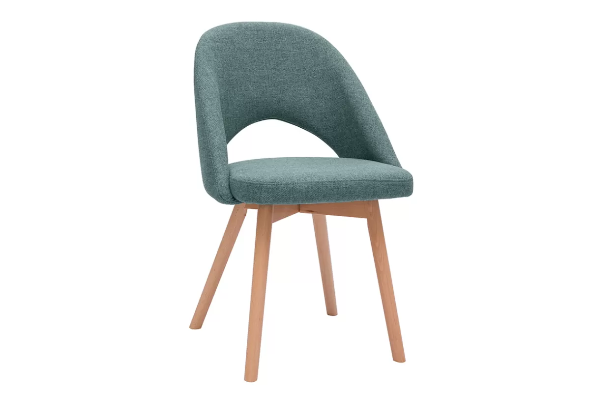 Miliboo Sillas Modernas-Set de 2 sillas nórdicas de tela verde grisáceo y madera clara COSETTE