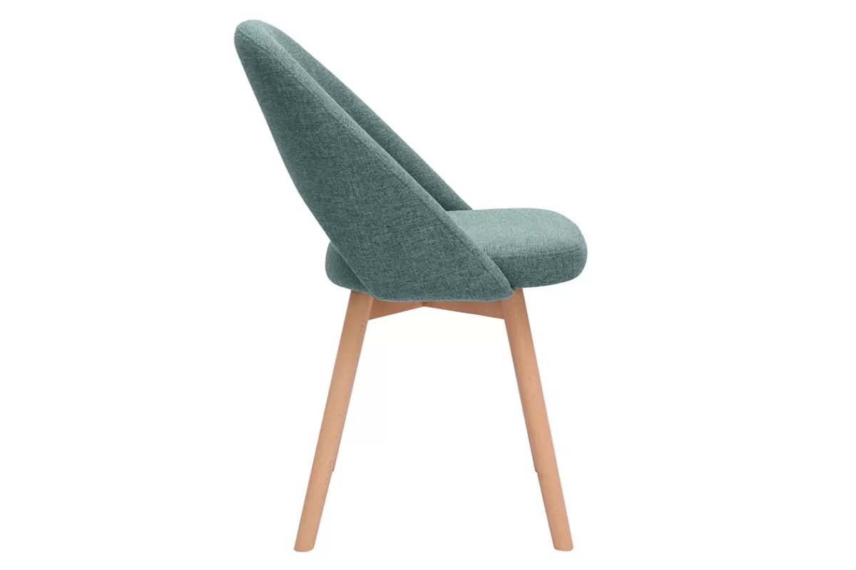 Miliboo Sillas Modernas-Set de 2 sillas nórdicas de tela verde grisáceo y madera clara COSETTE