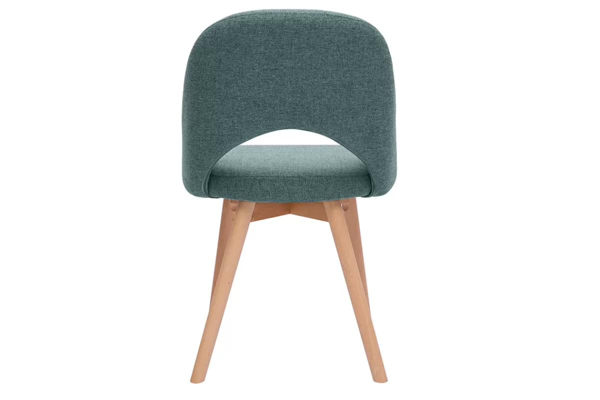 Miliboo Sillas Modernas-Set de 2 sillas nórdicas de tela verde grisáceo y madera clara COSETTE