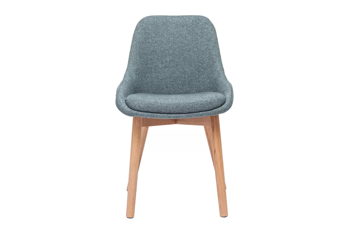 Miliboo Sillas Modernas-Set de 2 sillas nórdicas de tela verde grisáceo y madera clara maciza HOLO