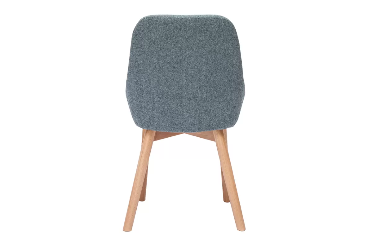Miliboo Sillas Modernas-Set de 2 sillas nórdicas de tela verde grisáceo y madera clara maciza HOLO