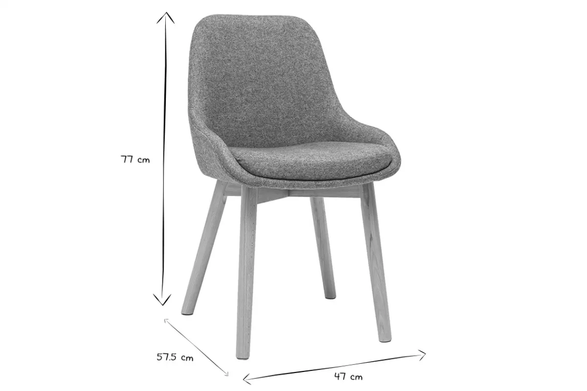Miliboo Sillas Modernas-Set de 2 sillas nórdicas de tela verde grisáceo y madera clara maciza HOLO
