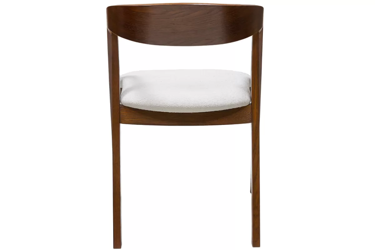 Miliboo Sillas Modernas-Set de 2 sillas vintage apilables de madera maciza teñida de nogal y borreguillo blanco LOVA