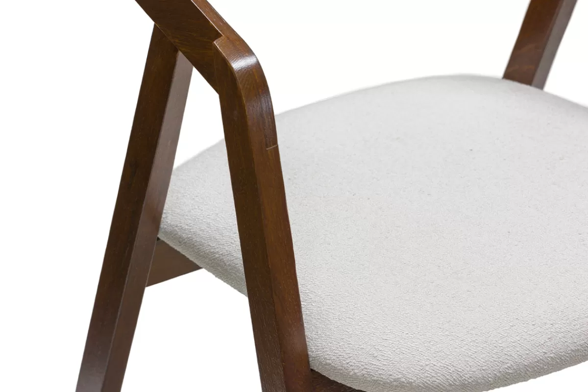 Miliboo Sillas Modernas-Set de 2 sillas vintage apilables de madera maciza teñida de nogal y borreguillo blanco LOVA