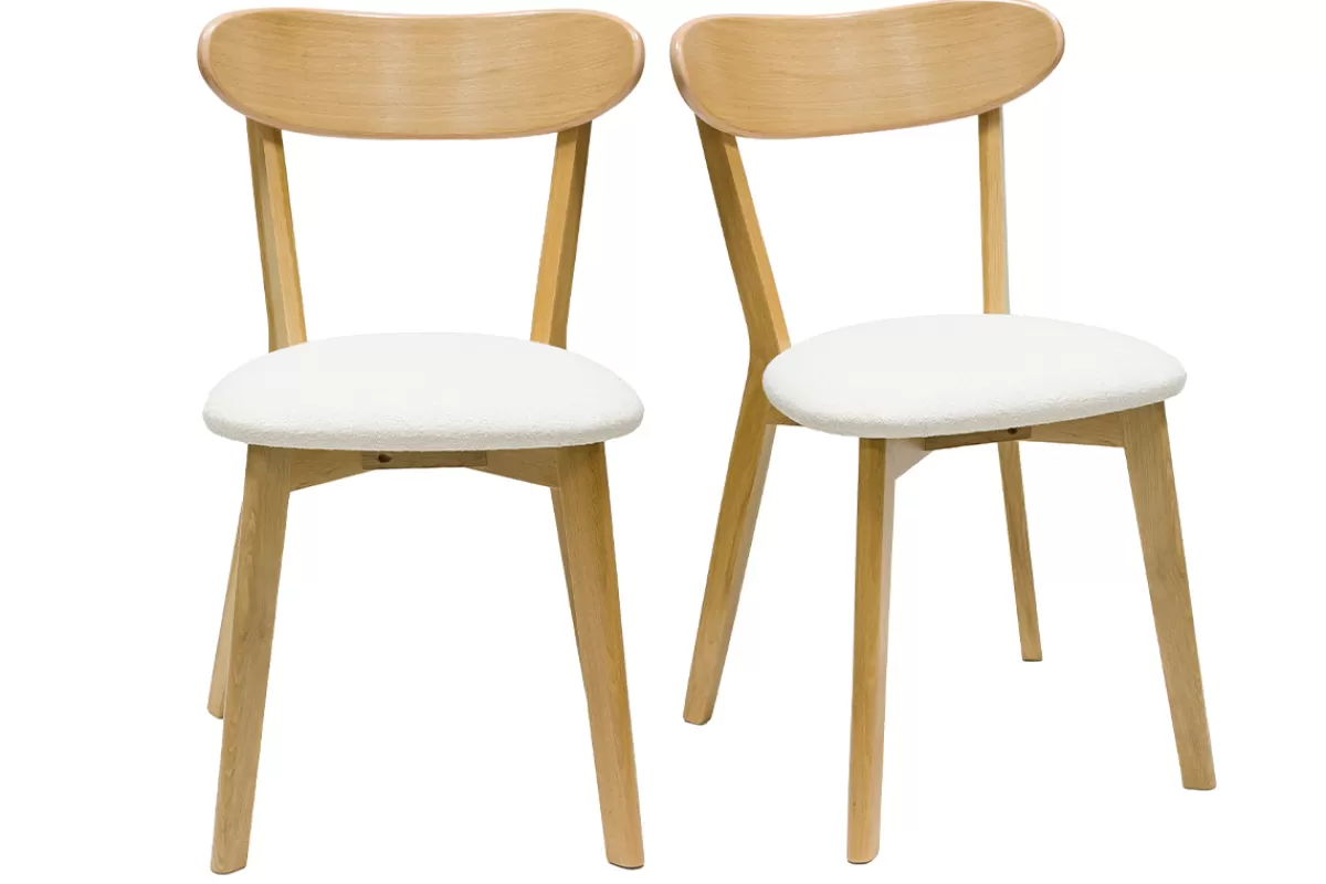 Miliboo Sillas Modernas-Set de 2 sillas vintage de madera de roble claro y borreguillo DOVE