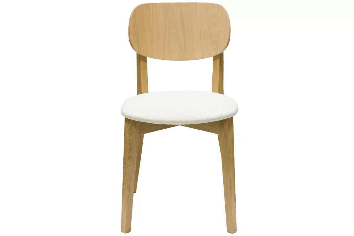 Miliboo Sillas Modernas-Set de 2 sillas vintage de madera de roble claro y borreguillo LUCIA