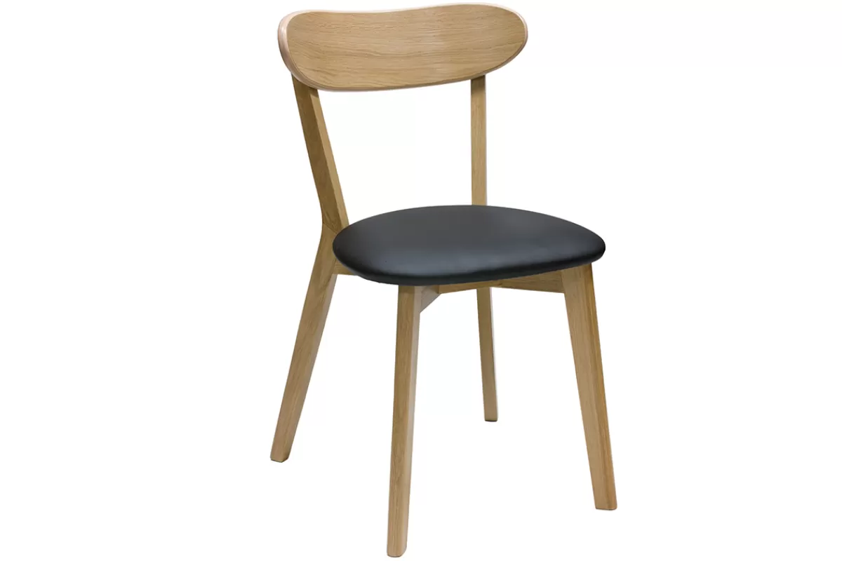 Miliboo Sillas Modernas-Set de 2 sillas vintage de madera de roble claro y negro DOVE