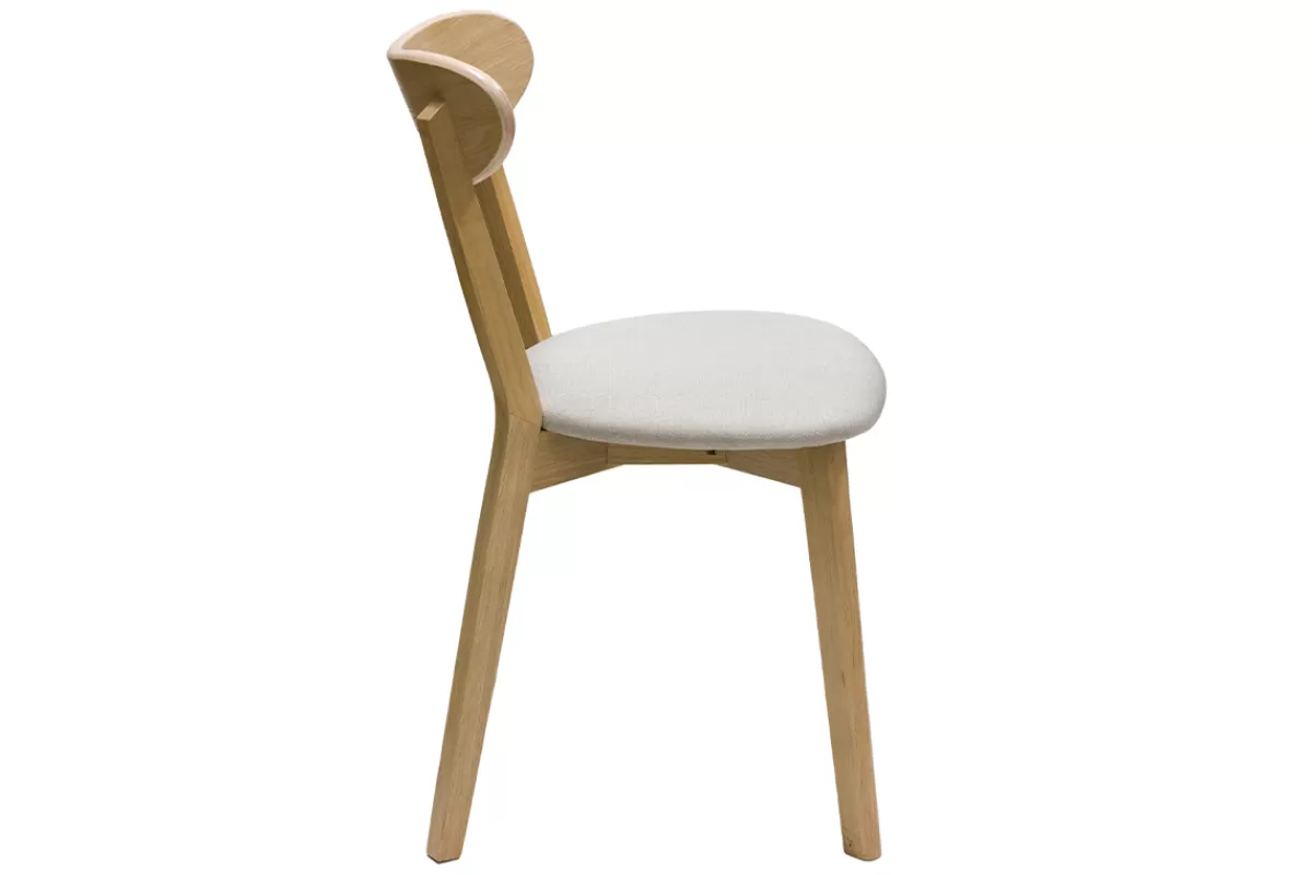 Miliboo Sillas Modernas-Set de 2 sillas vintage de madera de roble claro y tela beige DOVE
