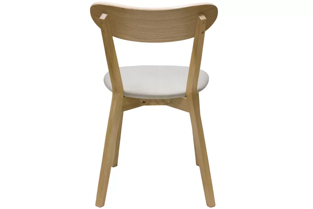Miliboo Sillas Modernas-Set de 2 sillas vintage de madera de roble claro y tela beige DOVE