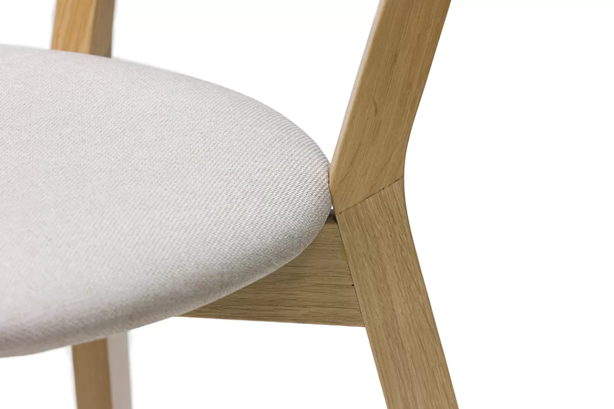Miliboo Sillas Modernas-Set de 2 sillas vintage de madera de roble claro y tela beige DOVE