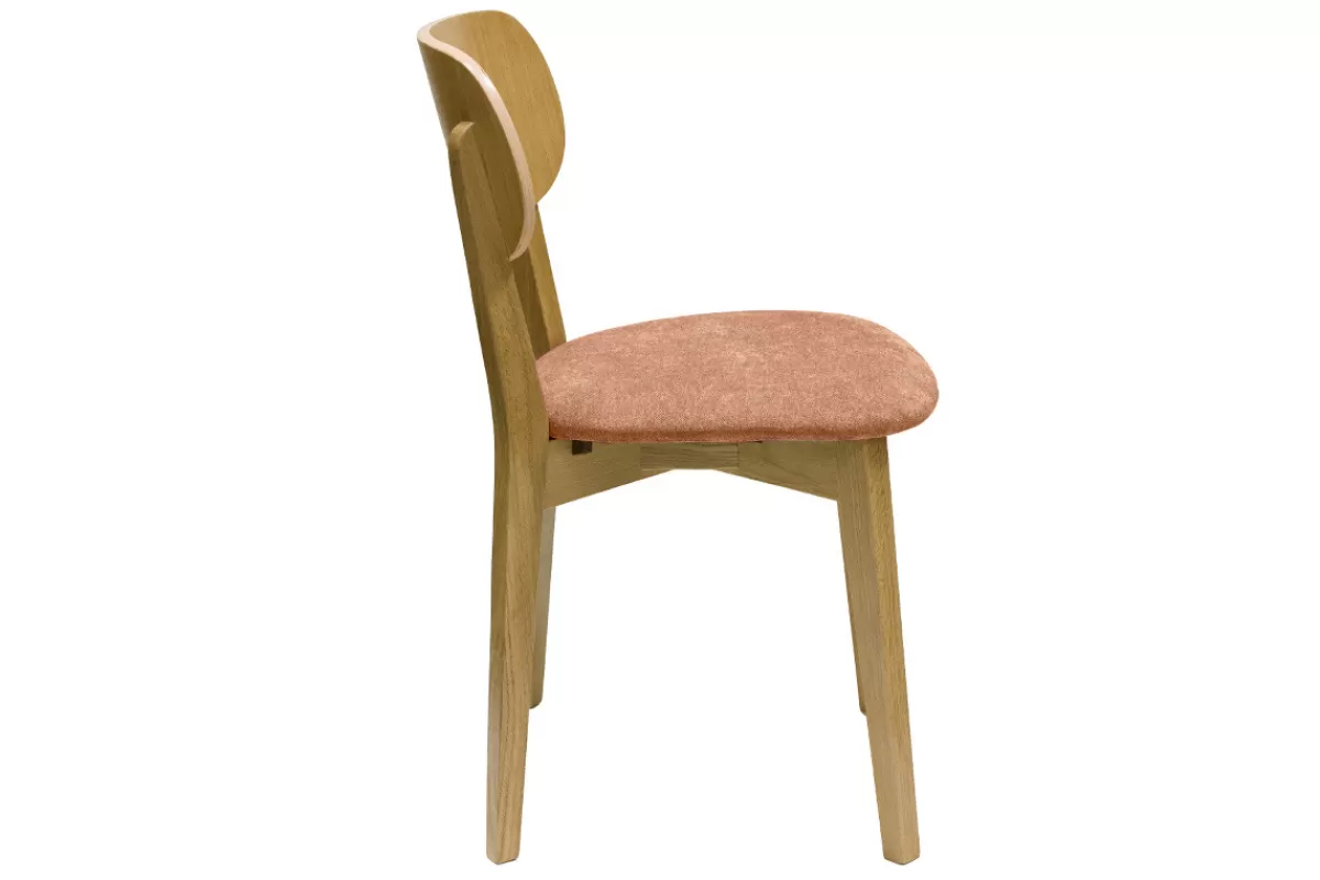 Miliboo Sillas Modernas-Set de 2 sillas vintage de madera de roble claro y tela efecto aterciopelado terracota LUCIA