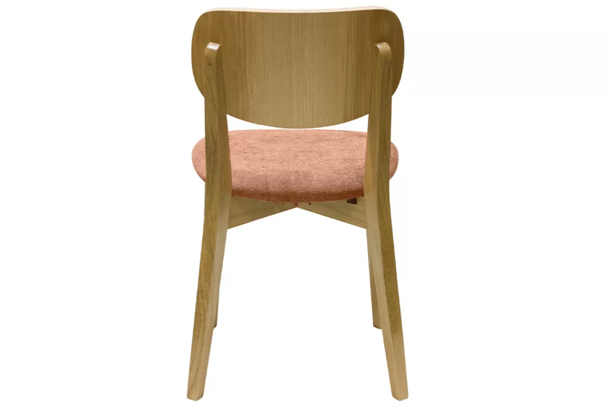 Miliboo Sillas Modernas-Set de 2 sillas vintage de madera de roble claro y tela efecto aterciopelado terracota LUCIA