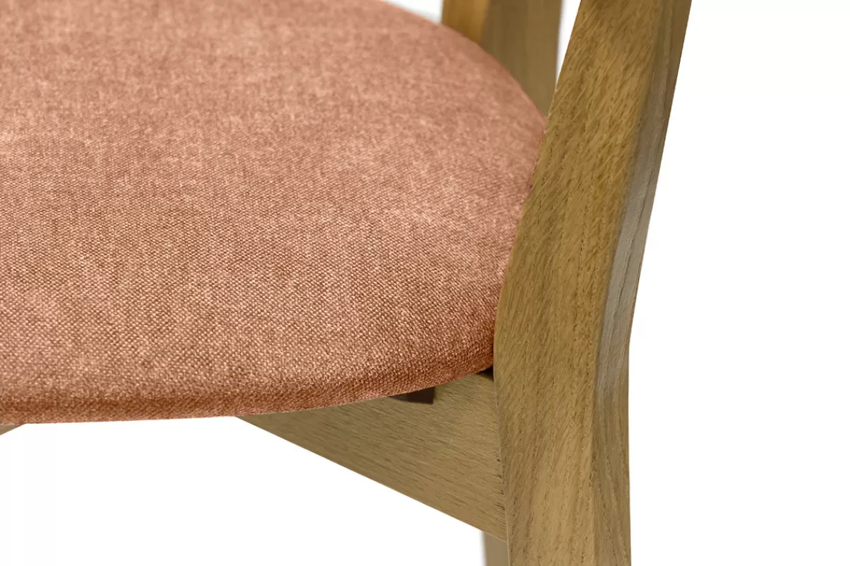 Miliboo Sillas Modernas-Set de 2 sillas vintage de madera de roble claro y tela efecto aterciopelado terracota LUCIA