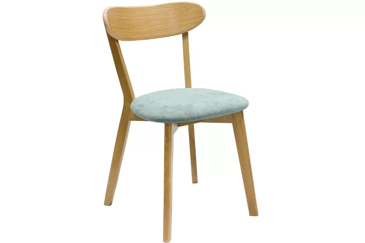 Miliboo Sillas Modernas-Set de 2 sillas vintage de madera de roble claro y tela efecto aterciopelado verde celadón DOVE