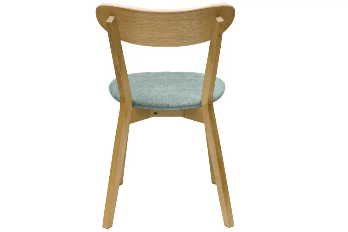 Miliboo Sillas Modernas-Set de 2 sillas vintage de madera de roble claro y tela efecto aterciopelado verde celadón DOVE