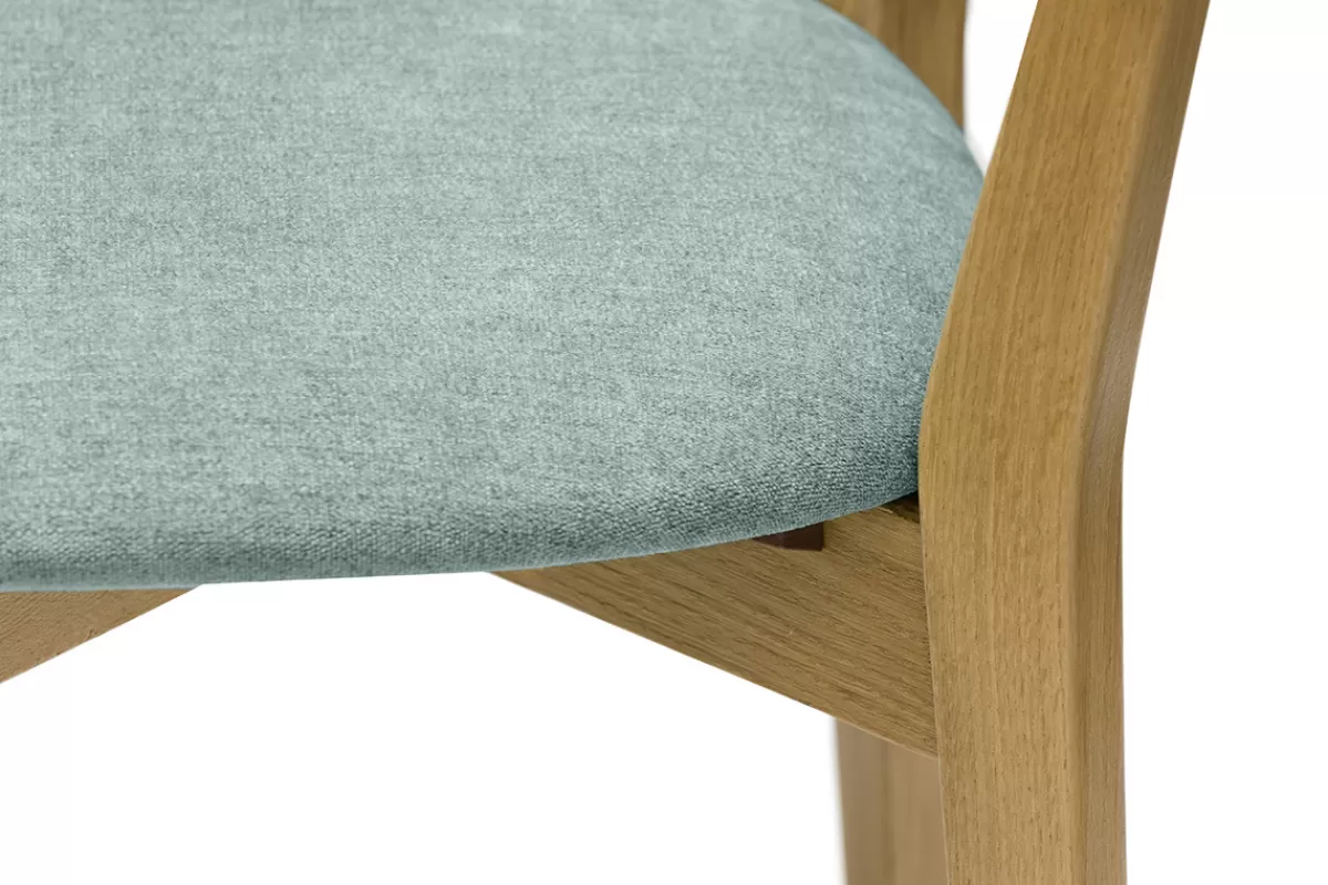 Miliboo Sillas Modernas-Set de 2 sillas vintage de madera de roble claro y tela efecto aterciopelado verde celadón DOVE