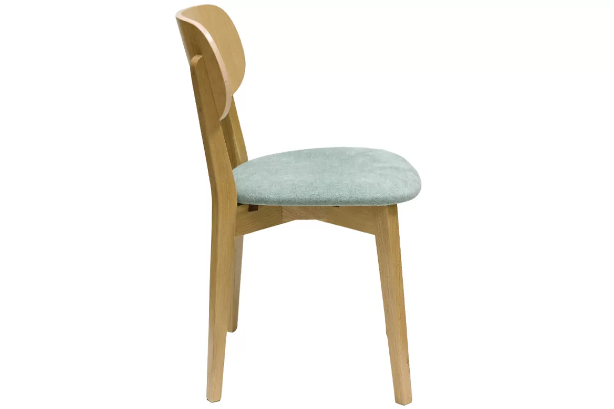 Miliboo Sillas Modernas-Set de 2 sillas vintage de madera de roble claro y tela efecto aterciopelado verde celadón LUCIA