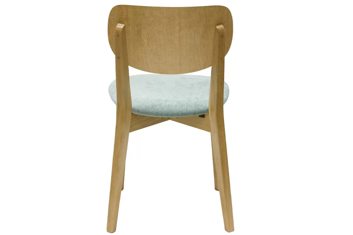 Miliboo Sillas Modernas-Set de 2 sillas vintage de madera de roble claro y tela efecto aterciopelado verde celadón LUCIA