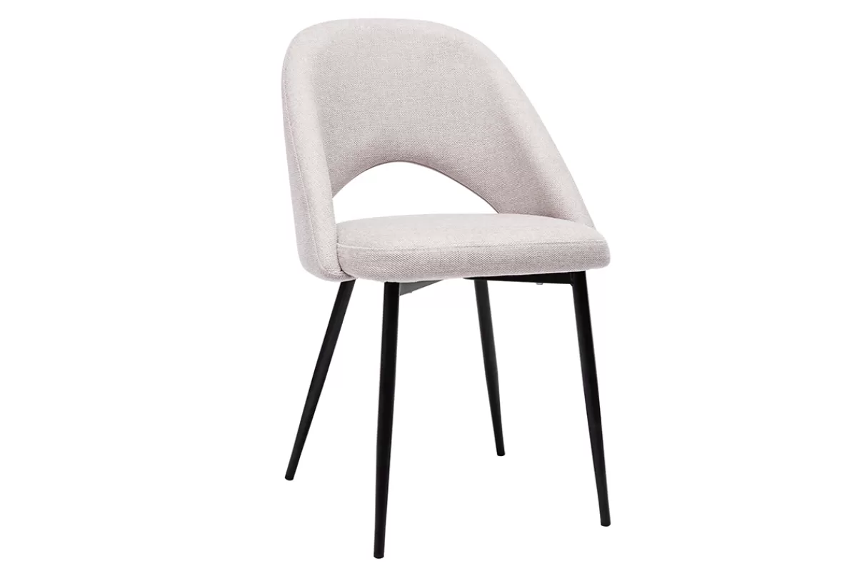 Miliboo Sillas Modernas-Set de 2 sillas vintage de tejido efecto aterciopelado texturizado beige y metal negro COSETTE