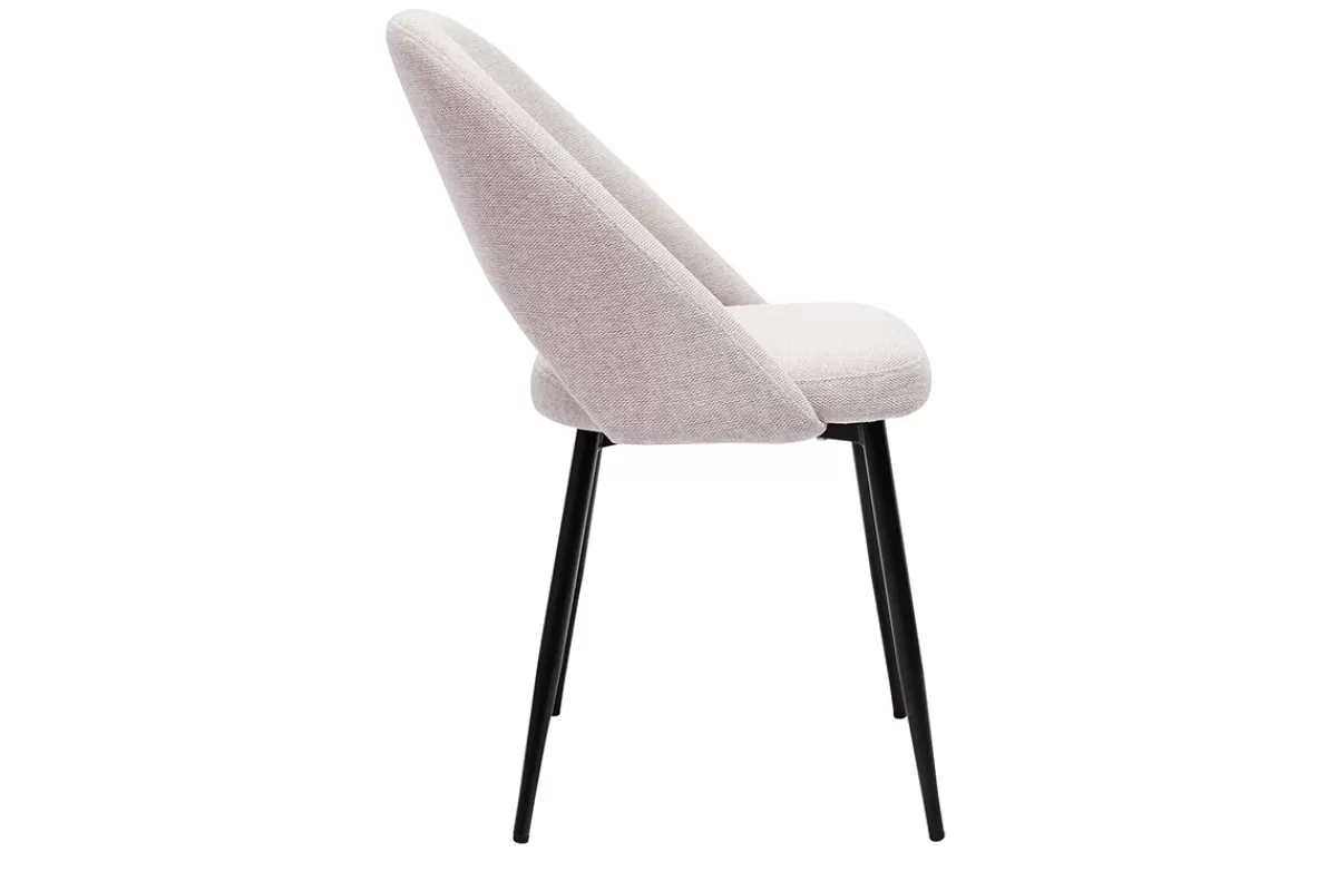 Miliboo Sillas Modernas-Set de 2 sillas vintage de tejido efecto aterciopelado texturizado beige y metal negro COSETTE