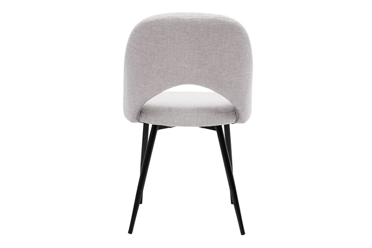 Miliboo Sillas Modernas-Set de 2 sillas vintage de tejido efecto aterciopelado texturizado beige y metal negro COSETTE