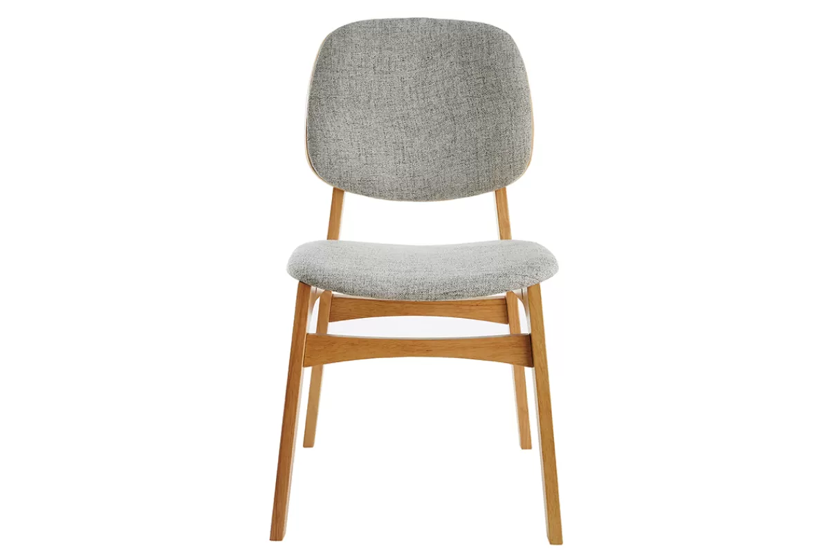 Miliboo Sillas Modernas | Sillas De Madera-Set de 2 sillas vintage de tela gris claro y patas clara SOQUETTE