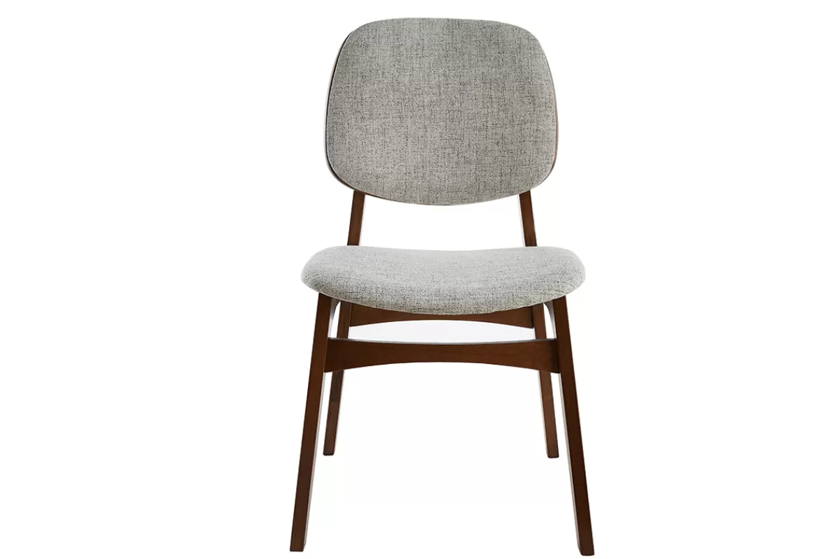 Miliboo Sillas Modernas | Sillas De Madera-Set de 2 sillas vintage de tela gris claro y patas de nogal SOQUETTE