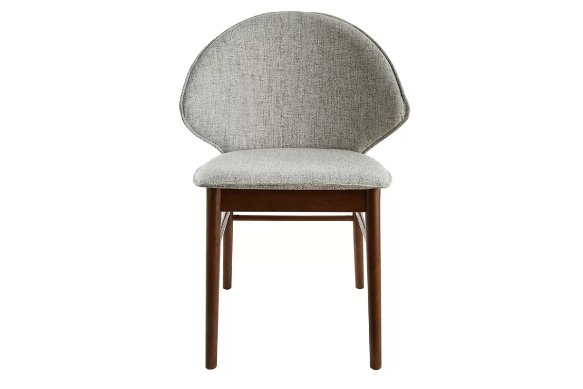 Miliboo Sillas Modernas | Sillas De Madera-Set de 2 sillas vintage de tela gris claro y patas de nogal SPIKE