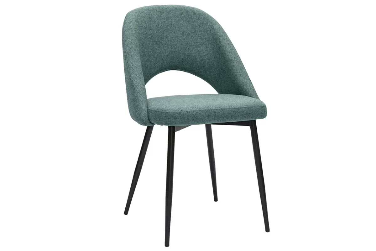 Miliboo Sillas Modernas-Set de 2 sillas vintage de terciopelo verde grisáceo y metal negro COSETTE