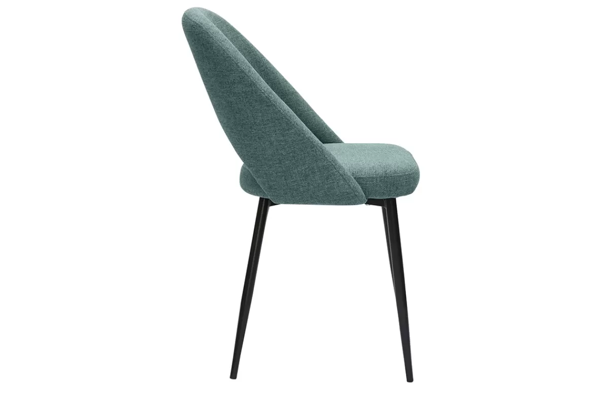 Miliboo Sillas Modernas-Set de 2 sillas vintage de terciopelo verde grisáceo y metal negro COSETTE