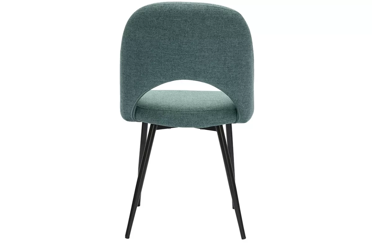Miliboo Sillas Modernas-Set de 2 sillas vintage de terciopelo verde grisáceo y metal negro COSETTE