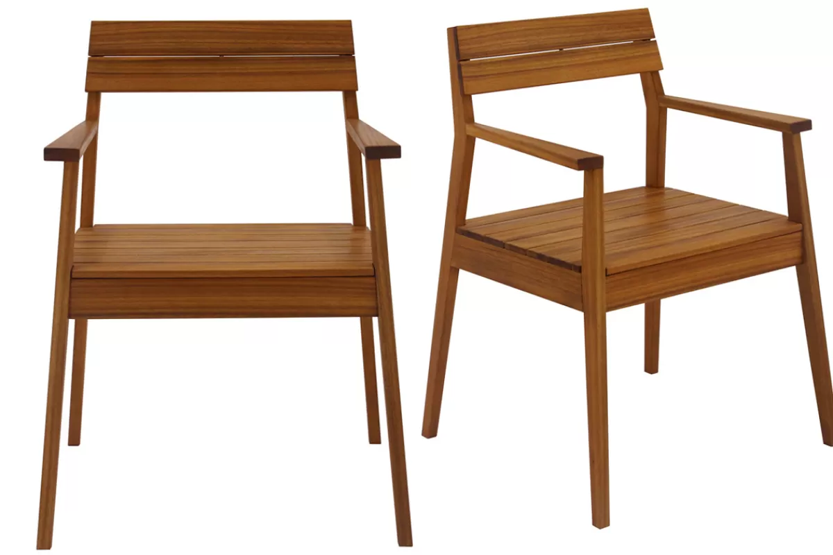 Miliboo Silla De Jardín-Set de 2 sillones de jardín de madera maciza CANOPEE