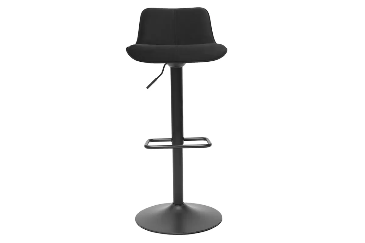 Miliboo Taburetes De Bar-Set de 2 taburetes de cocina ajustables 360º negros de terciopelo y metal BOOST