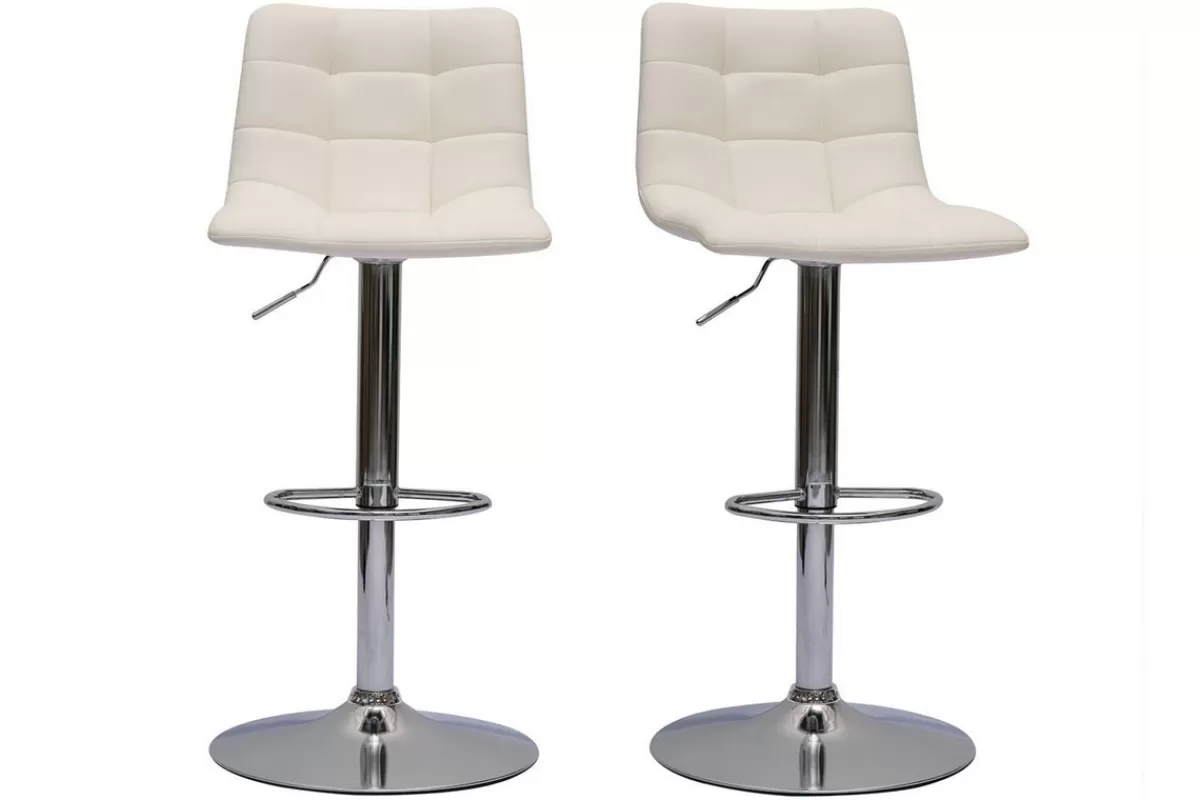 Miliboo Taburetes De Bar-Set de 2 taburetes de cocina ajustables de diseño blanco 65 cm MAXWELL