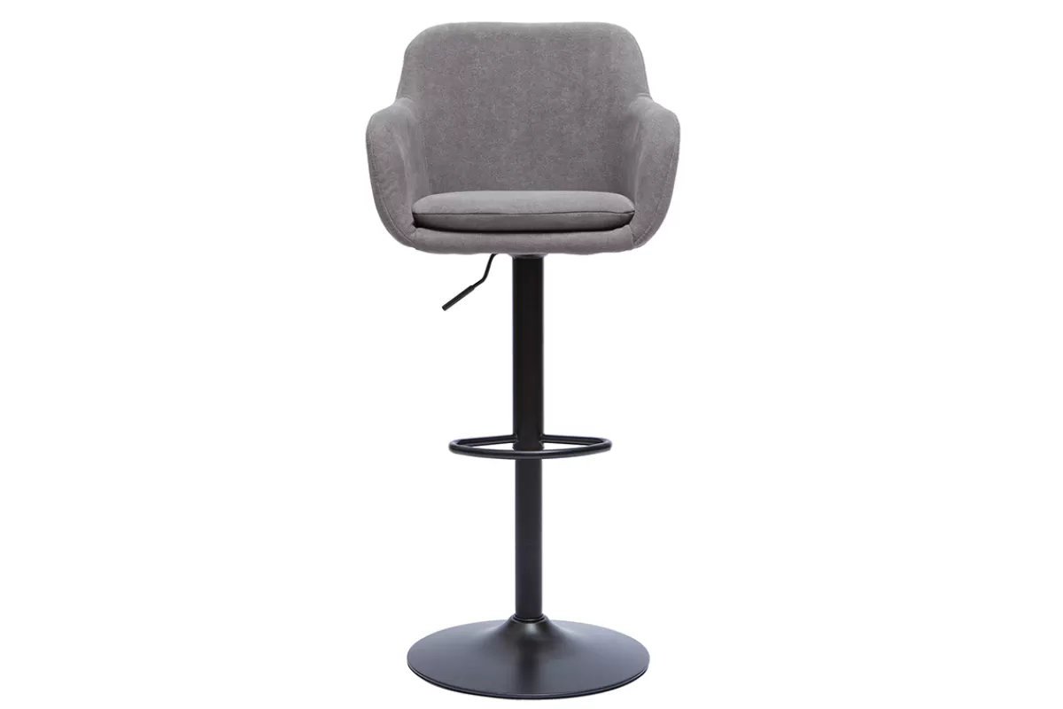 Miliboo Taburetes De Bar-Set de 2 taburetes de cocina ajustables efecto terciopelo gris claro AMIKA
