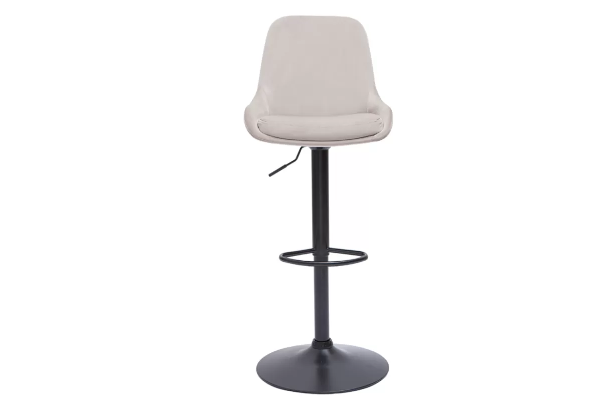 Miliboo Taburetes De Bar-Set de 2 taburetes de cocina de diseño ajustables 360º de terciopelo topo y metal negro HOLO