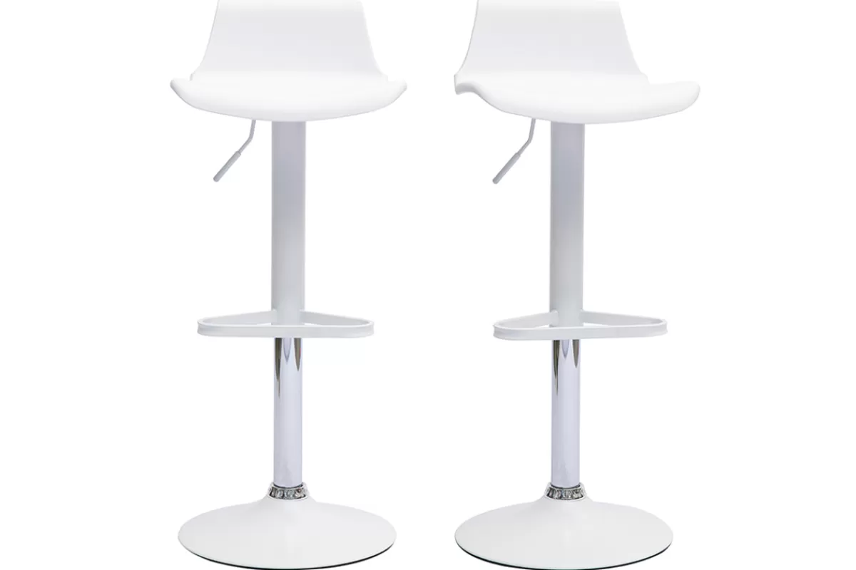 Miliboo Taburetes De Bar-Set de 2 taburetes de cocina de diseño blancos ajustables 360º KRONOS