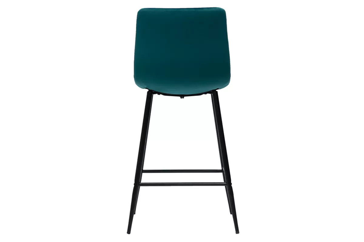 Miliboo Taburetes De Bar-Set de 2 taburetes de cocina de diseño de terciopelo azul petróleo 65 cm MAXWELL