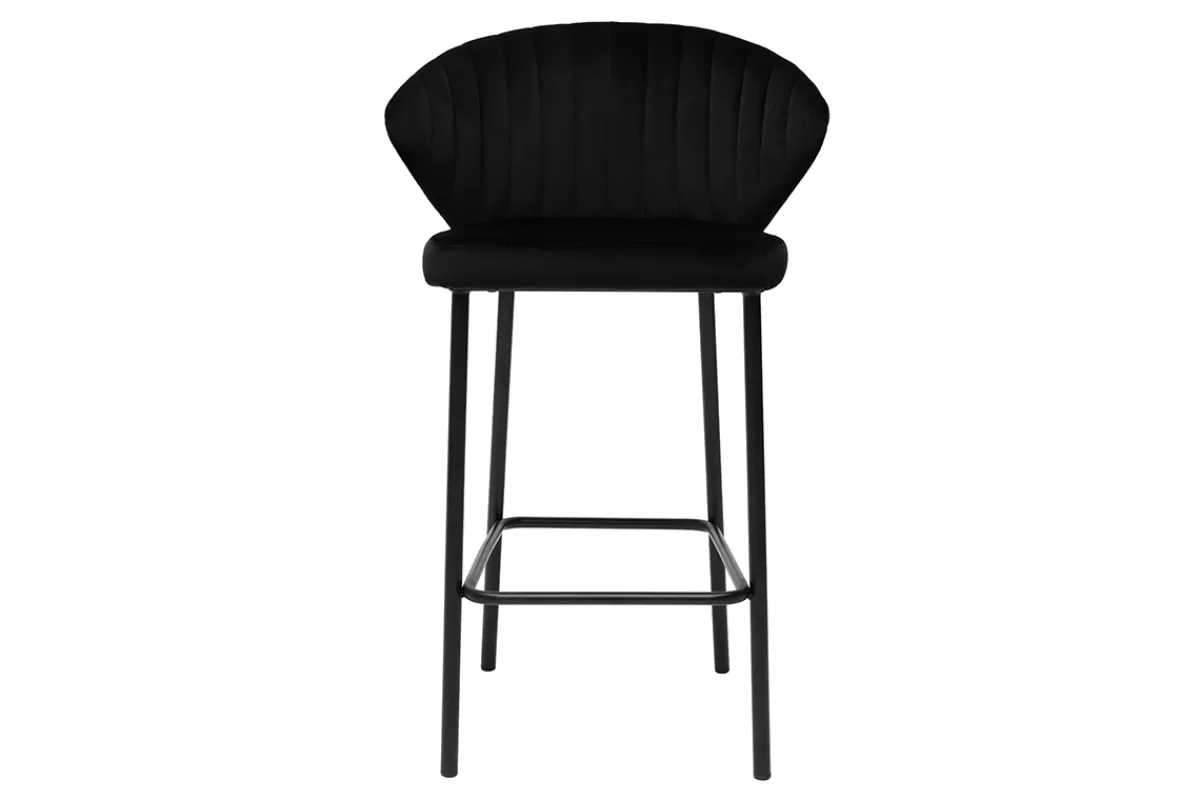 Miliboo Taburetes De Bar-Set de 2 taburetes de cocina de diseño de terciopelo negro 68 cm DALLY