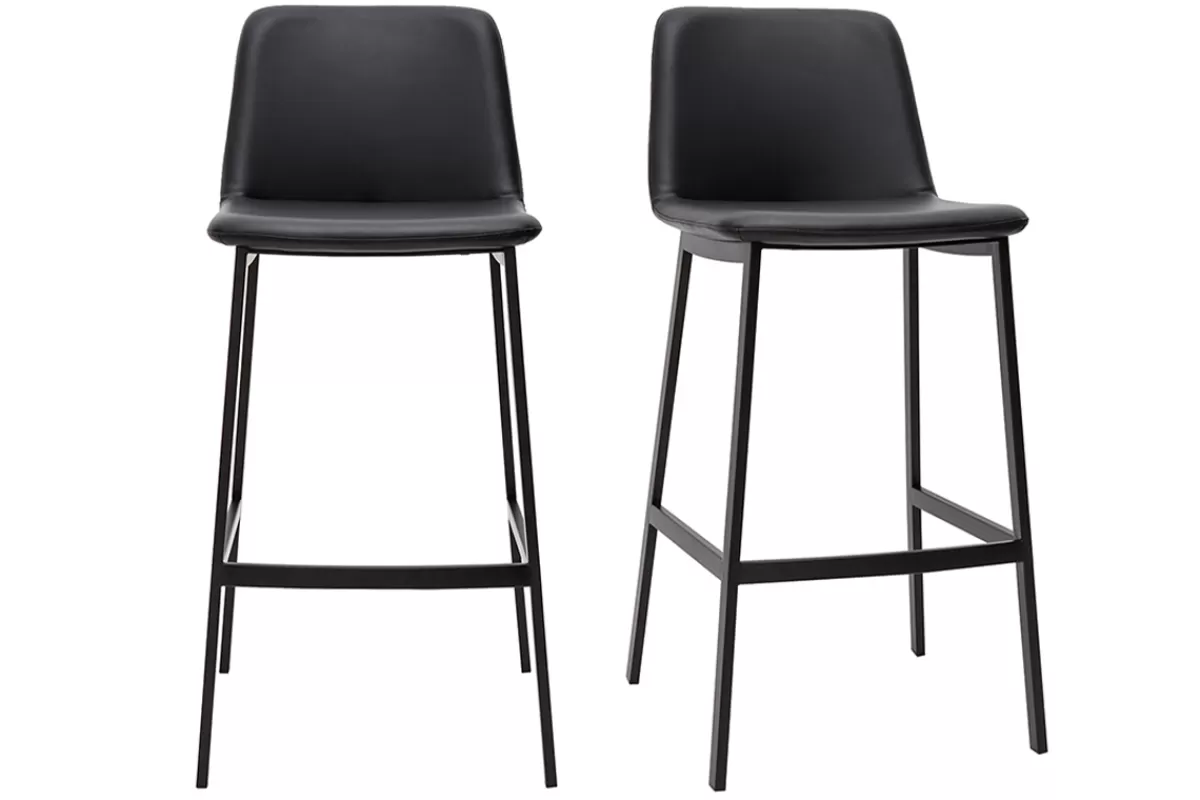 Miliboo Taburetes De Bar-Set de 2 taburetes de cocina de diseño negro 75 cm ARSENE