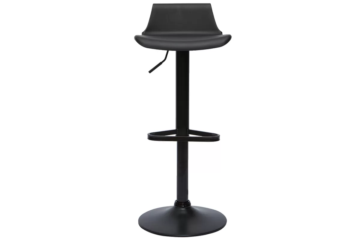 Miliboo Taburetes De Bar-Set de 2 taburetes de cocina de diseño negro ajustables 360º KRONOS