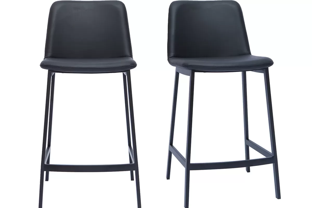 Miliboo Taburetes De Bar-Set de 2 taburetes de cocina de diseño negro 66 cm altura ARSENE