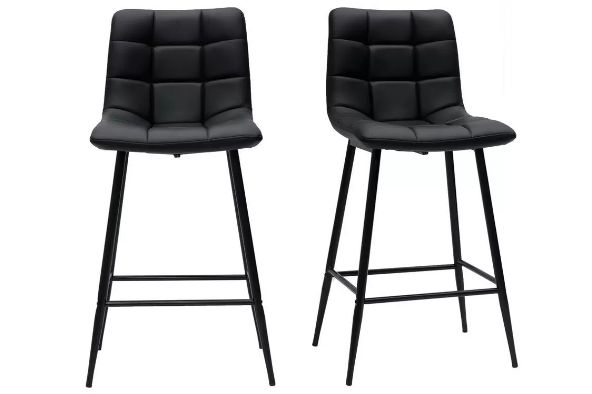 Miliboo Taburetes De Bar-Set de 2 taburetes de cocina de diseño negro 65 cm MAXWELL
